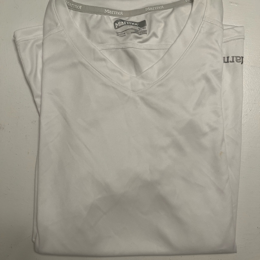 Marmot White Short Sleeve Tee Classic Cotton Comfort